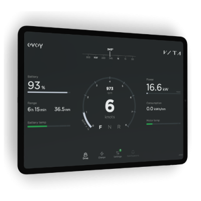 Evoy Digital Screens for electric boat systems